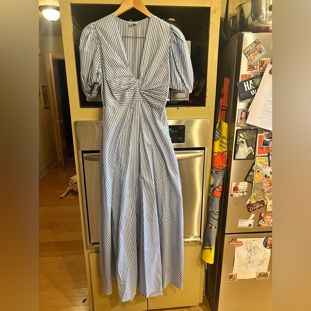 NWOT WKND WYFR Blue and White Striped Maxi Dress Sz. S